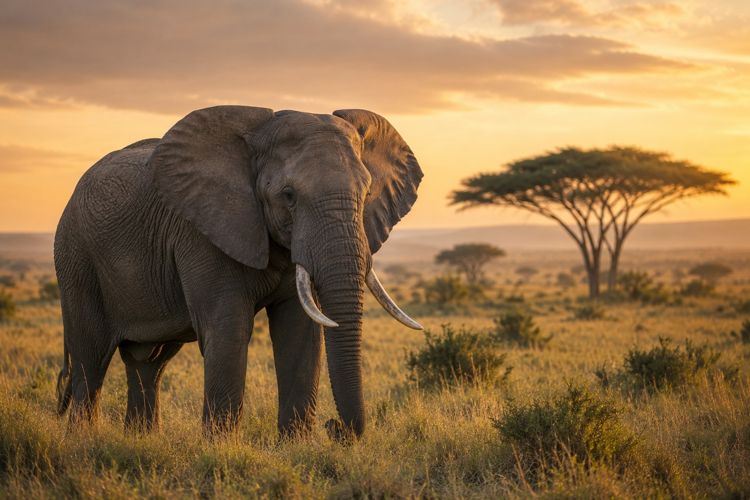 African elephant in a natural landscape