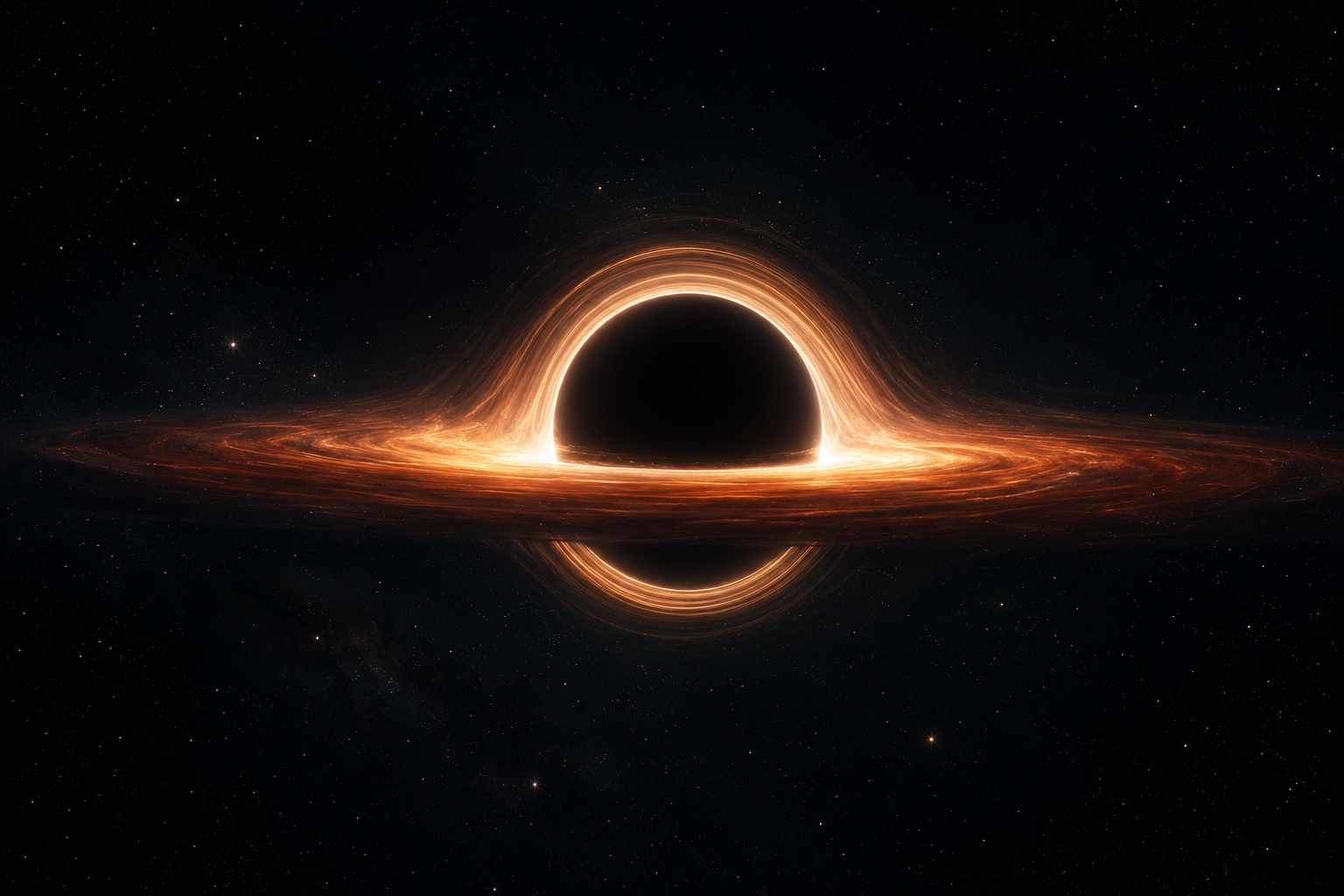 Black hole surrounded by a glowing accretion disk