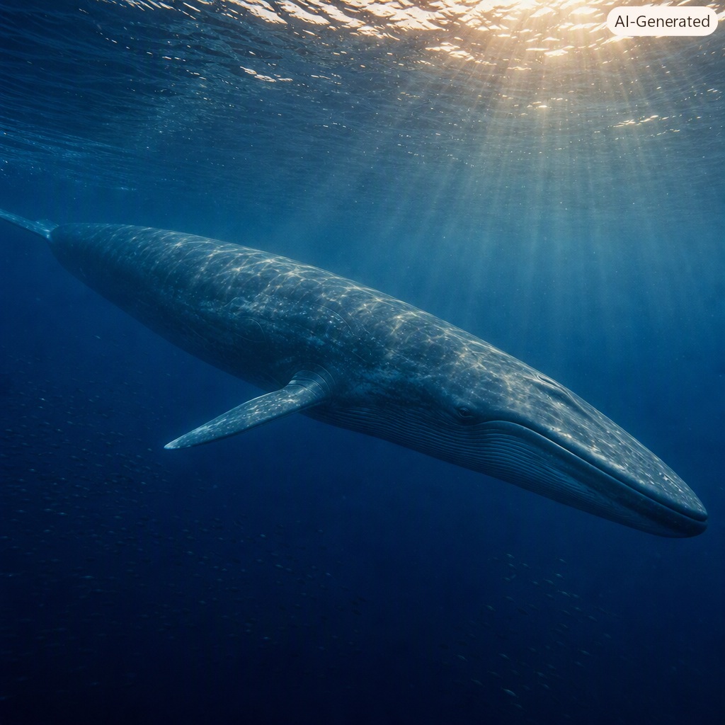 Blue whale beneath the ocean surface
