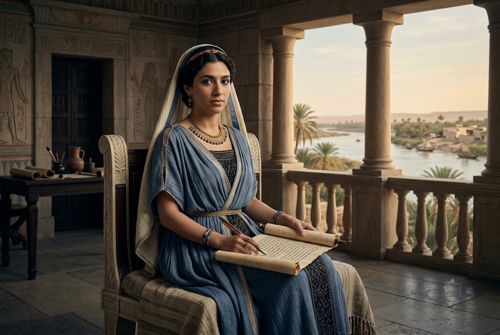 Cleopatra VII in a Ptolemaic palace setting
