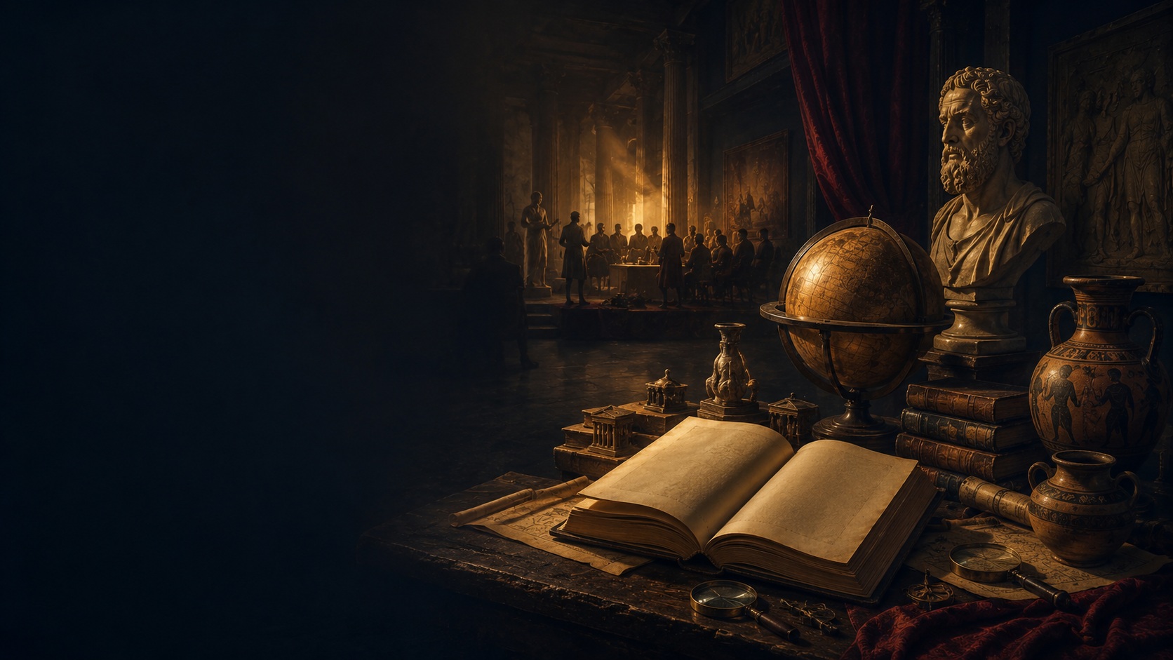 Editorial scene representing history and culture