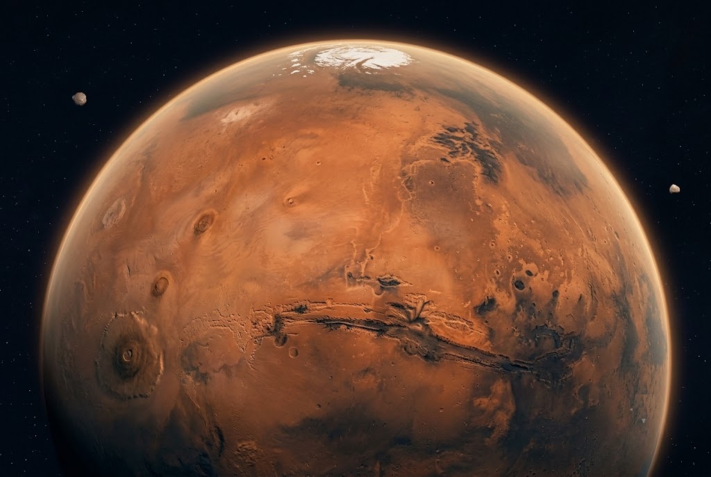 Planet Mars in space