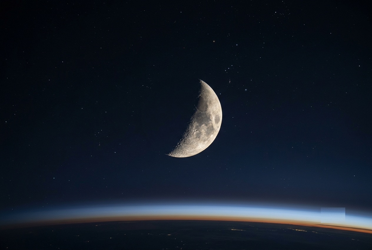 Earth's Moon above a dark sky