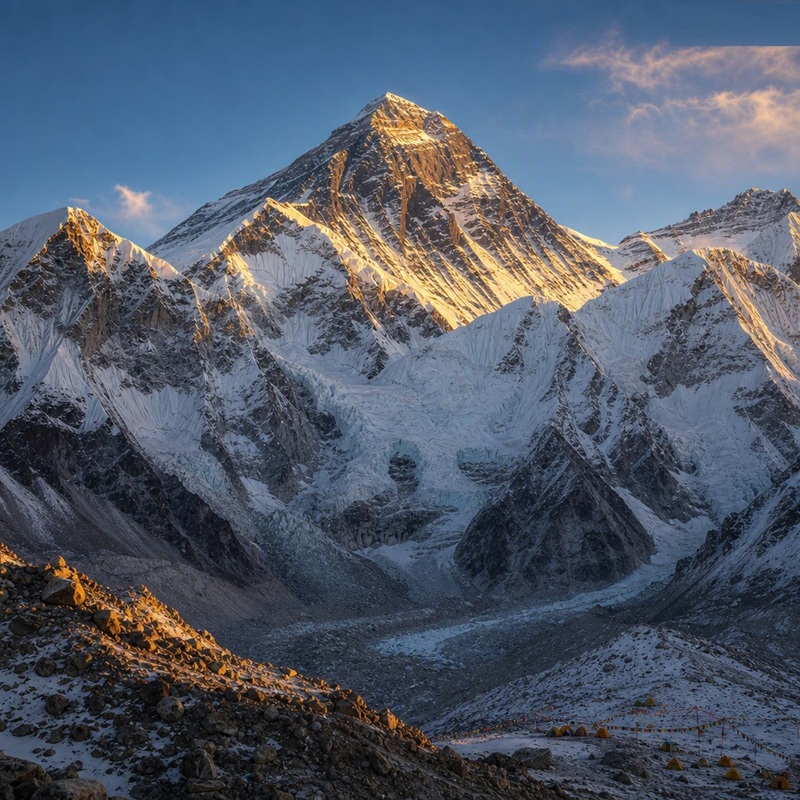 Mount Everest above the Himalayan range