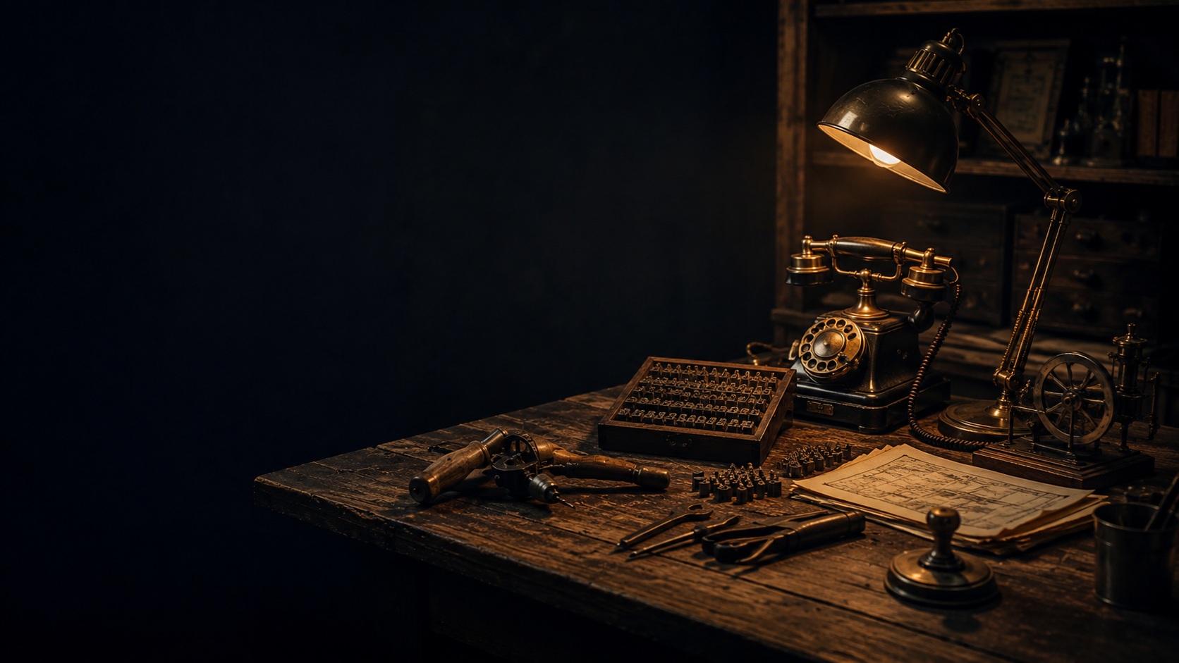Editorial scene representing objects and inventions