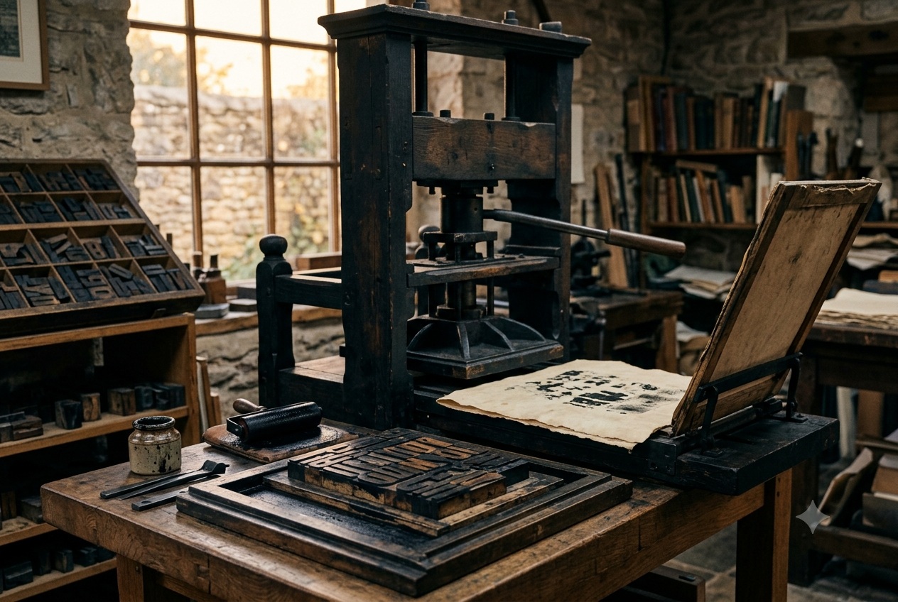 Traditional movable-type printing press