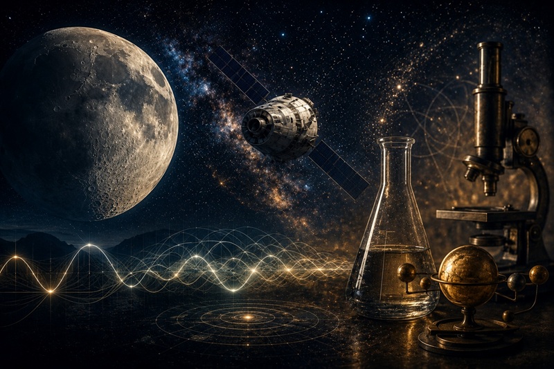 Editorial image representing science and space