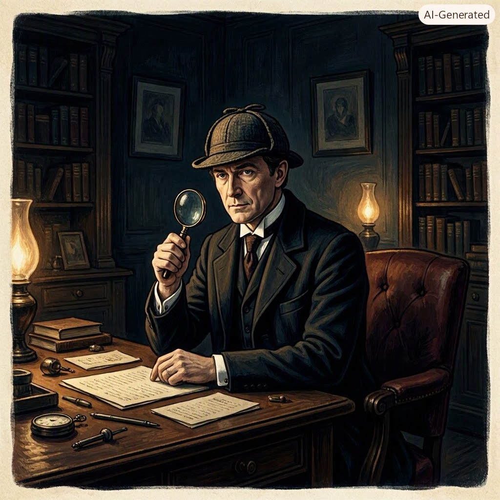 Sherlock Holmes in a Victorian study